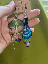 Image 3 of heirloom angel moth & bottle beaded dangle earrings