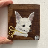 Image 7 of Original painting on wood -chihuahua with a yellow ribbon