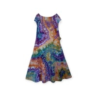 Image 1 of XL Stretch Knit Fit and Flare Midi Dress in Geode Ice Dye