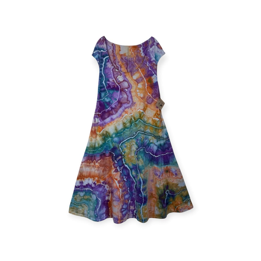 XL Stretch Knit Fit and Flare Midi Dress in Geode Ice Dye XL Stretch Knit Fit and Flare Midi Dress in Geode Ice Dye