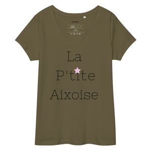 Image of T-shirt col V La P'tite Aixoise existe en 4 coloris 