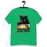 Image 8 of Unisex classic tee,  Sushi Thief T-Shirt | Funny Cat Sushi Lover Graphic Tee
