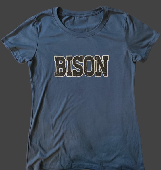 Image of Bison Lady Tee Black Silver Glitter