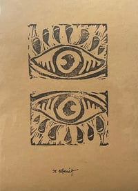 Image 3 of Hand-carved Eye Linocut Prints 4x6”