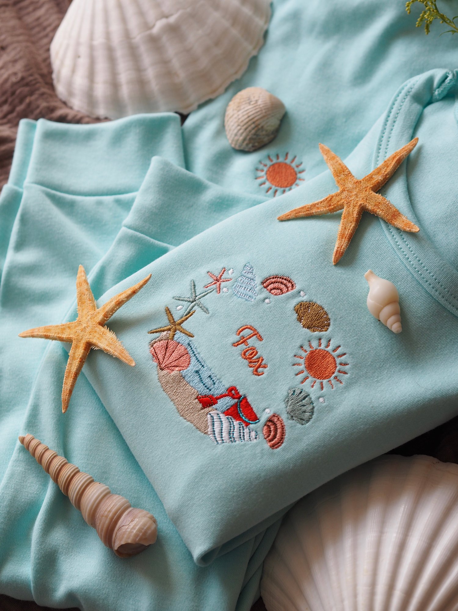 Image of Sea Shells & Sunshine- Aqua PJ's/Lounge Set