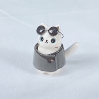 Image 2 of White Cat With Gojo Outfit Ceramic Figurine 