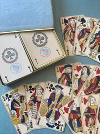 Image 1 of Coffret en carton et velours de 2 Jeux de patience, Tamponnés De 1890, Dos Rose Et Bleu