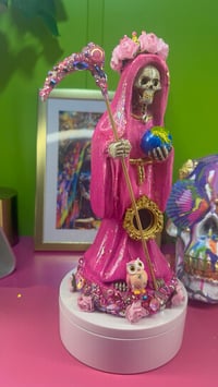 Image 3 of Pink Santa Muerte Statue