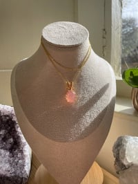 Image 4 of Gold Strawberry Quartz Oval Crystal Necklace 