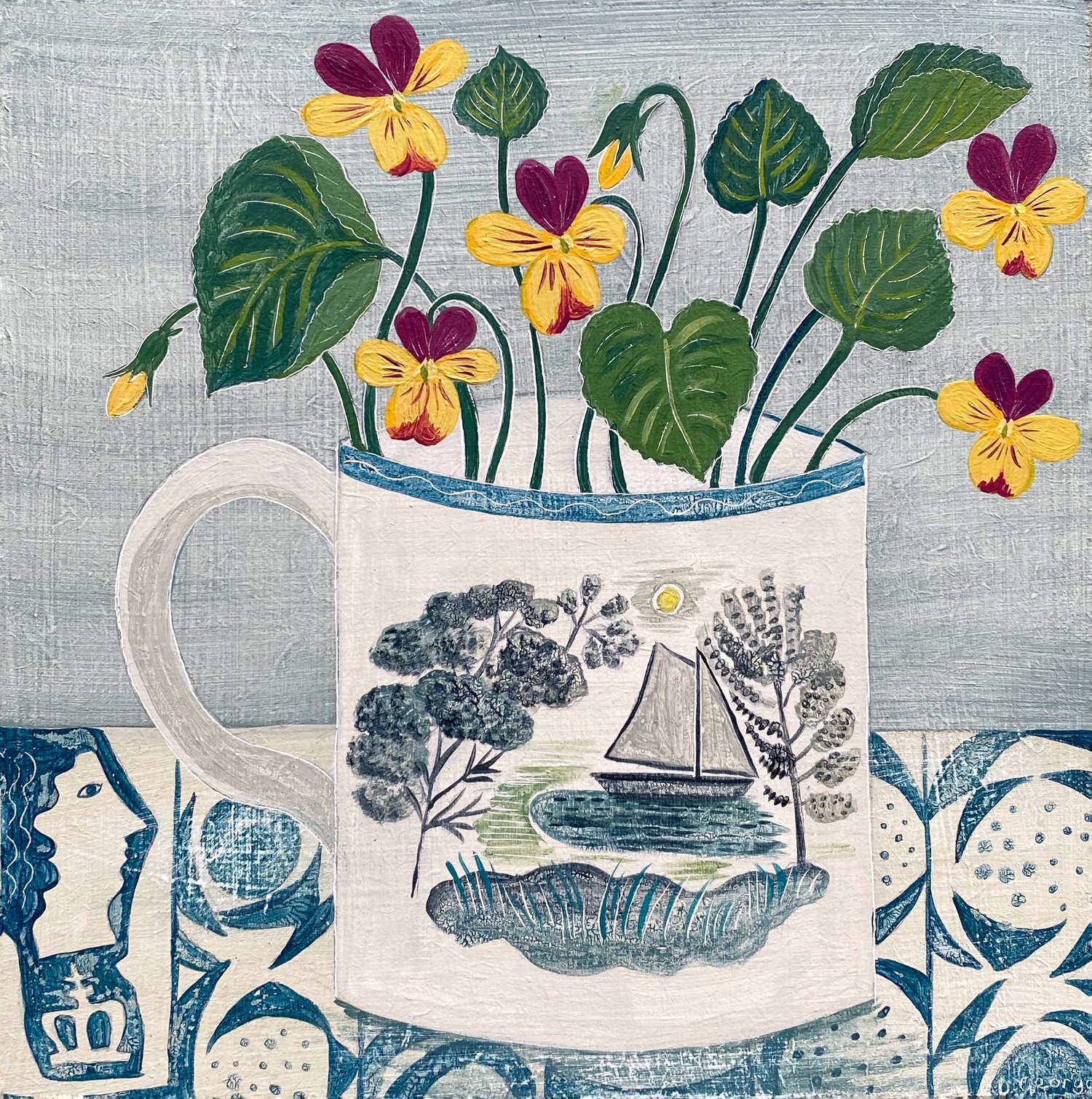 Image of Boat cup and violas