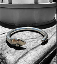 Image 1 of Ride the Sky 2ga Sterling Silver Plain Head Snake Cuff 6.25”-6.5”
