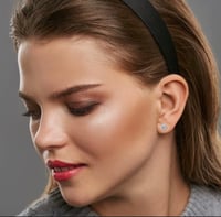 Image 2 of White Gold 925 Sterling Silver VVS Moissanite Diamond Push Back Halo  Earrings