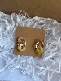 Image 2 of Yellow Flower Huggies 18k Gold Plated