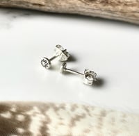 Image 5 of Handmade Tiny Rustic Silver Star Stud Earrings 925