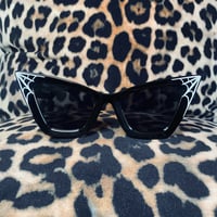 Image 2 of Miss Betty D X Deadly Bombshell- Web Black Cat Eye Sunglasses 