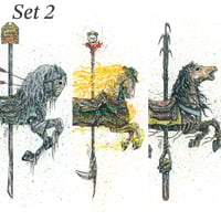Image 1 of Set 2 - Carousel of Nightmares - Jason / Freddy / Leatherface Horse 9x7 Signed Art Prints