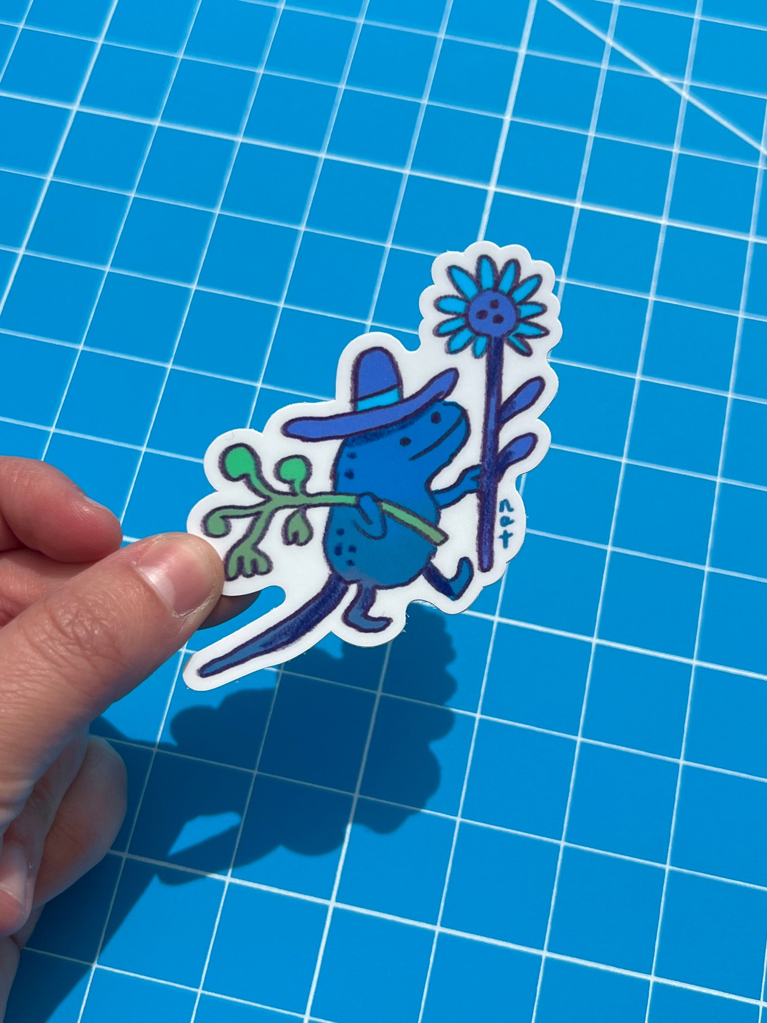 Blue Sunflower Goblin Sticker