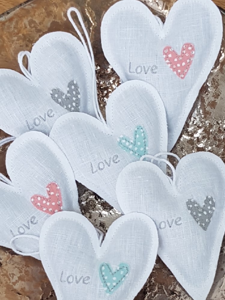 Image of Rustic Hanging Linen Lavender Heart
