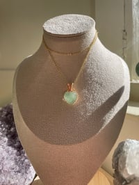 Image 3 of Gold Green Fluorite Heart Crystal Necklace