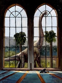 Prehistoric original oil painting 