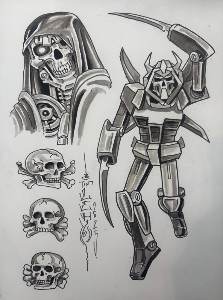 Image of Tim Lehi “Reaper Wolf Book Page #182” Painting