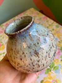 Image 2 of blue and yellow speckled vase