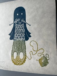 Image 4 of Knit Happens - Lino Print