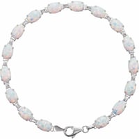 Image 1 of 7 1/2” 14k White Gold Opal Bracelet