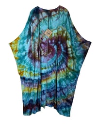 Image 2 of L Long Woven Kimono in Earthy Spiral Ice Dye
