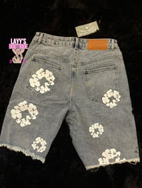 Image 2 of Light Wash Jean Denim Tears Shorts