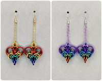 Image 1 of Rainbow Chainmaille Heart Earrings