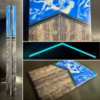 Image 1 of Burl G10 & Black Mango GLOW Segmented Knife Scales