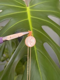 Image 7 of Gold Mother of Pearl Coin Crystal Necklace