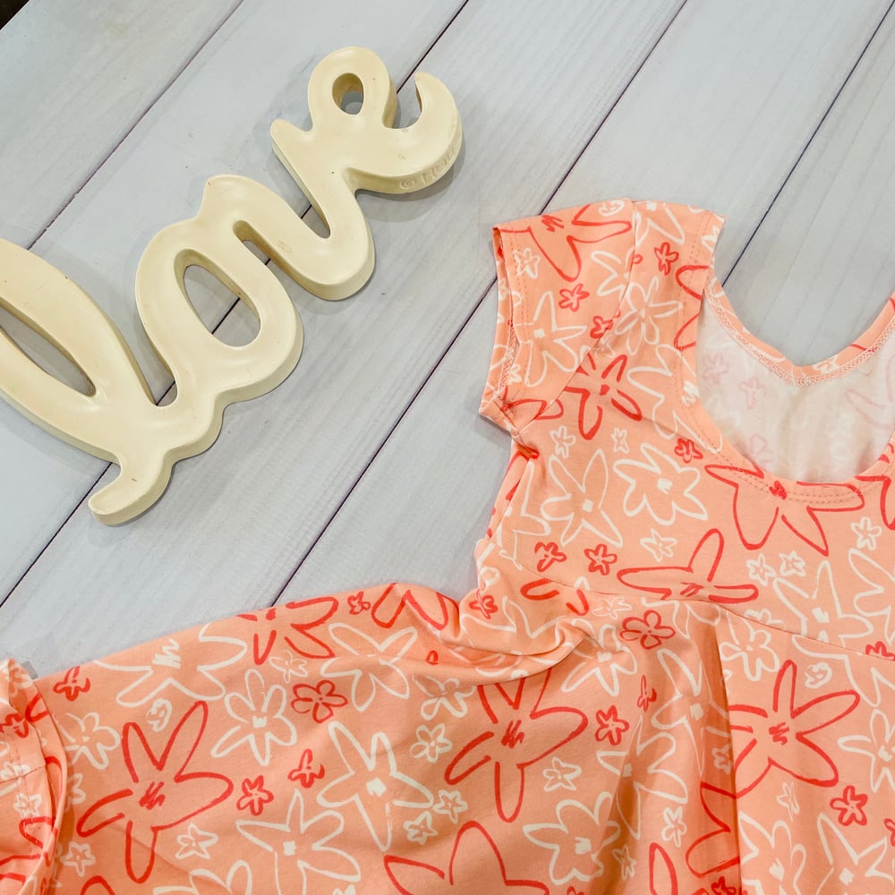 Image of Peach Garden Floral Isla Twirl Dress