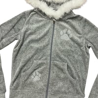 Image 3 of grey get_wild velour hoodie S-L