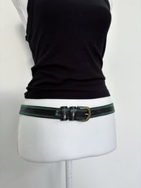 Image 2 of Vintage black green leather belt 
