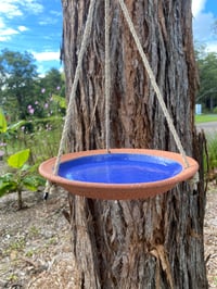 Image 1 of Small Blue glazed bird bath/feeder