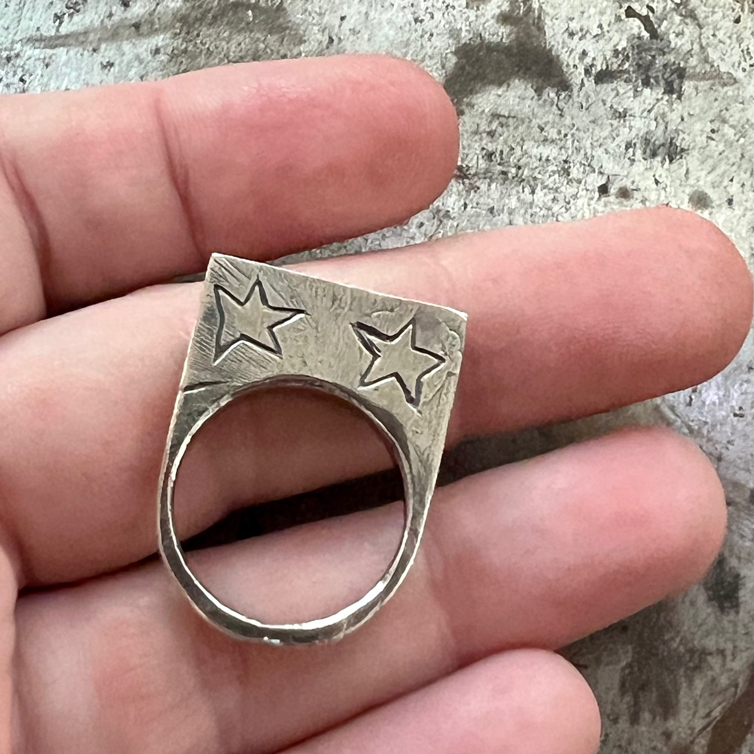 Image of Seeing Stars: Hand-carved Sterling Silver Ring, Size 8