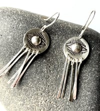 Image 1 of Silver Protective Eye Earrings Handmade Sterling Silver 925