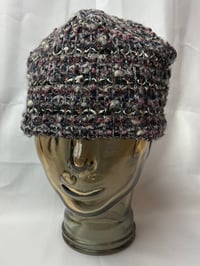Image 2 of PINK AND GREY KNIT BEANIE