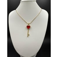 Image 1 of Red Ruby Heart Charm Necklace 