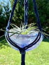 Macrame + Blown Glass Plant Hanger - Navy & Lavender