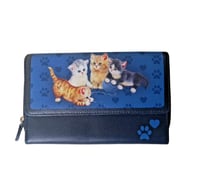 Image 1 of Kitten/Cat Purse Wallet Bradford Exchange By Jurgen Scholz 2017 Label Trifold