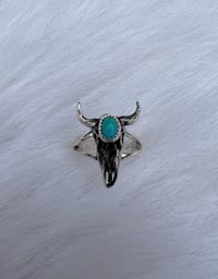 Image 2 of Turquoise Steer Skull Ring