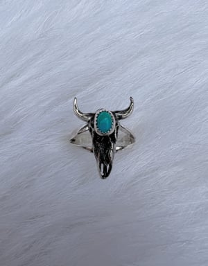 Image of Turquoise Steer Skull Ring