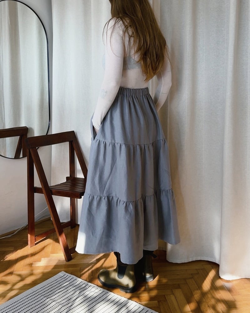 Image of n a n o v o ruffle skirt 001 / 100% ľan / LIMITED 2 PIECES