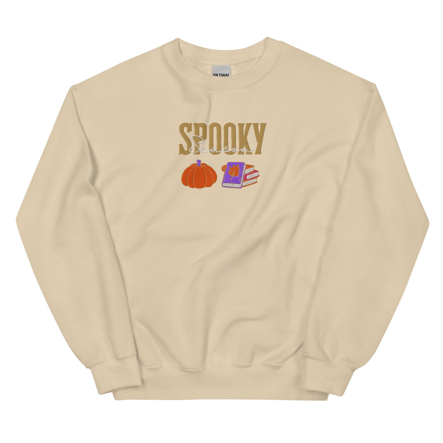 Image of Spooky season pumpkin and book embroidery Unisex Sweatshirt