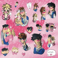 Image 1 of an absolutely hideous Morbid grotesque sticker sheet