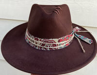 Image 1 of Brown Fedora Multicolored Band 