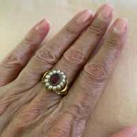 Image 1 of GARNET AND PEARL RING